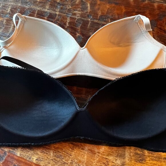 Two Maidenform 36B Lightly Lined Bras With Black Lace & Beige Smooth Finish - Picture 6 of 7